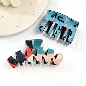 Mode Quadrat Und N-Form Haarkralle Geometrisch Abstrakt Bunt Acryl Acetat Große Haarklemmen Für Damen Täglich Haarschmuck