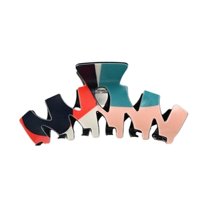 Bunte geometrische eckige Haarklammer mit rotem und blauem Farbblock-Design