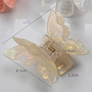 Iridescent butterfly hair claw clip for women featuring 8cm length and double-layer design