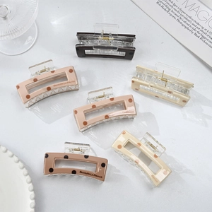 Polka Dot Geometric Rectangular Hair Claw Clip Large Acrylic Retro Shark Clip Handmade Sophisticated Daily Hair Accessory For Women