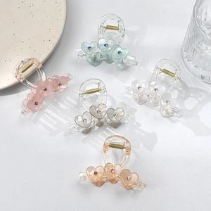 Grande Molletta per Capelli Trasparente a Cuore da Donna Elegante con Strass e Perla Artificiale Clip a Squalo Gioielli per Capelli