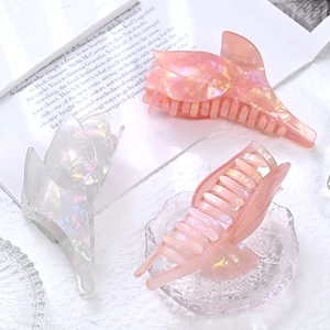 Élégante Pince à Cheveux Crabe en Acétate Tulipe Rose Irisée Nâcrée Accessoires Cheveux pour Femmes Style Doux Grande Pince