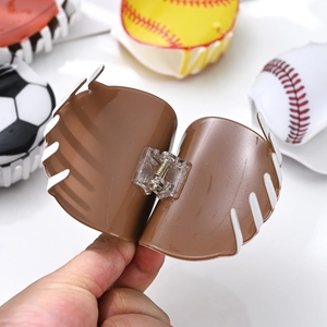 Creative large sports hair claws with basketball and football themes for women