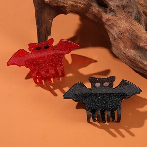 Pince à Cheveux Chauve-Souris d'Halloween Paillettes Acétate Accessoires Cheveux Gothiques pour Fête Femmes Filles Pince Forme Chauve-Souris
