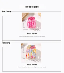 Size chart for cute smile face hair claw clips measuring 4.5cm by 3.5cm acetate hair clips