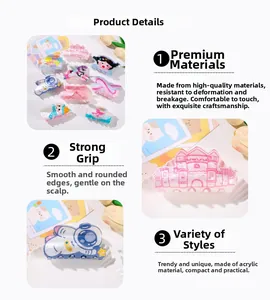 Detail showing high-quality acrylic Christmas hair clips with various cute cartoon patterns