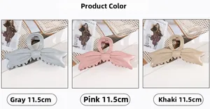 Pinza per capelli a fiocco in grigio, rosa e kaki, dimensioni 11,5 cm per lo styling