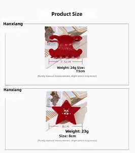 Size chart showing dimensions of red acetate star and triomphe hair claw clips