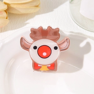 Cute reindeer hair claw clip for women featuring a cartoon elk design for Christmas festive style