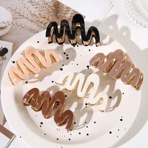 Acetate Wave Hair Claw Clip For Women High End Minimalist Korean Style Large Shark Clip Fashion Hair Accessory For Daily Dating