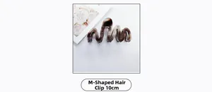 Detail view of 10cm M-shaped marble hair claw clip with grey gradient finish