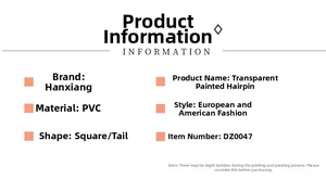 Detailed specifications for transparent plaid hair claw showing PVC material and size info