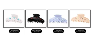 Detail of Korean sweet butterfly hair claws with colorful acetate and rhinestone inlay