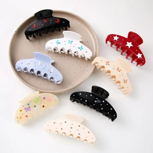 Sweet Acetate Hair Claw Clip Rhinestone Butterfly Star Pattern Elegant Shark Clip For Women Daily Party Hair Accessories
