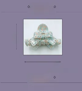 Détails de taille de la pince à cheveux noeud en acétate bleu à motif marbré 9.7cm