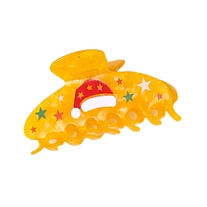 Pince à cheveux de Noël en acétate ambré avec bonnet de bonhomme de neige et étoiles