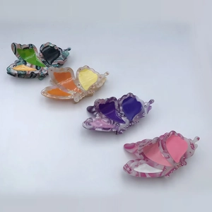 Eleganti mollette per capelli a farfalla in acetato con strass in colori marmorizzati