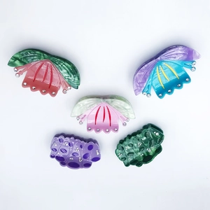 Chinese Style Acetate Lotus Flower Lotus Pod Hair Claw Clip For Women Vintage Rhinestone Shark Clip Elegant Hair Accessories