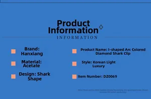 Detailed specifications of the acetate shark hair clip with colorful rhinestones