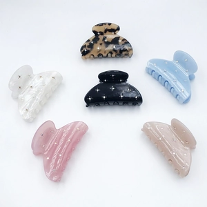 Acetate Starry Rhinestone Hair Claw Clip Fashion Candy Color Small Shark Clip For Women Daily Hair Styling Accessory