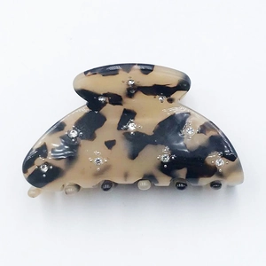 Starry acetate hair claw clip with rhinestones in classic tortoiseshell brown for women