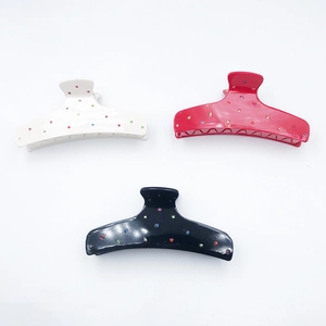 Women's Acetate Colorful Rhinestone Hair Claw Clip Sweet Ins Style Large Shark Clip Minimalist Geometric Fashion Hair Accessory