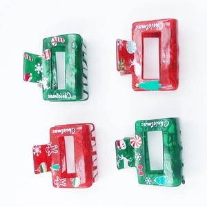 Weihnachten Acryl Haarklammern Set mit Rentier und Lebkuchenmann Mustern für Damen