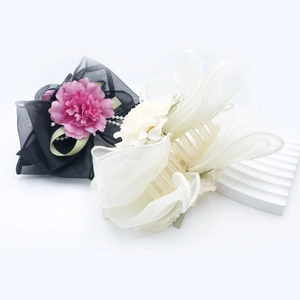 Women Elegant Mesh Organza Double Sided Flower Hair Claw Clip Resin Peony Bow Shark Clip Hairpin Hair Accessories