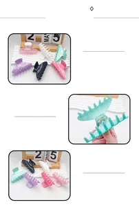 Detail showing colorful marble acrylic hair claw clips with strong metal spring mechanism