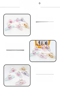 Detail view of acrylic hair clips with traditional fan, cat, and butterfly printed patterns