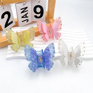 Koreanischer Stil Schmetterling Haarklammer Acryl Perlmutt Doppel Schicht Schmetterling Haarnadel Strass Damen Accessoires