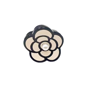 Elegant hollow acrylic rose hair claw clip with camellia design and pearl center inlay