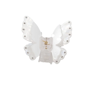 Eleganter Schmetterling Haarklammer mit perlweißen Acryl und glänzenden Steinen