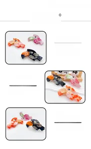Detailed macro view of acetate parrot hair claw clips with colorful marble textures