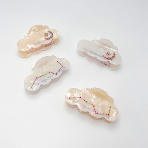 Pince à Cheveux Élégante en Acétate Forme de Nuage pour Femmes Strass Motif Étoile Lune Accessoires Cheveux