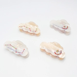 Pinces à cheveux en acétate en forme de nuage avec nacre scintillante et strass colorés
