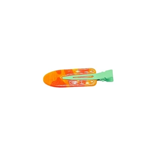 Cute fruit themed hair clip with marble orange pattern and green metal cherry duckbill clip