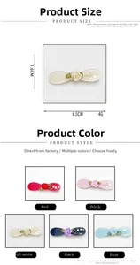 Détail d'une barrette à cheveux avec fleur de camélia et nœud disponible en cinq coloris