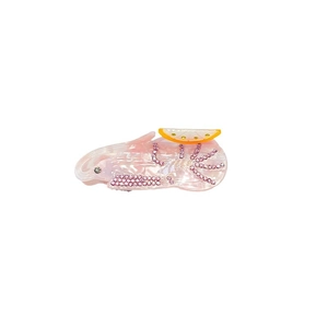 Pince à cheveux crevette rose avec strass brillants et détail de tranche de citron