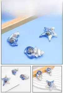 Détails de pinces à cheveux étoile de mer et coquillage avec perles et résine océanique