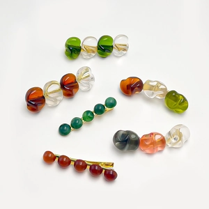 Sweet Amber Resin Hair Clips For Women Irregular Nuggets Side Clip Non-slip Metal Duckbill Clip Fashion Hair Accessories