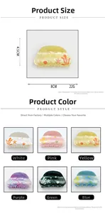 Detailed size chart and multi-color selection of 8cm ocean theme acrylic hair claw clips