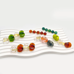 Chic amber acrylic duckbill hair clips with colorful resin beads on gold metal base