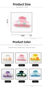 Detailed size view and color options of seashell starfish acrylic hair claws