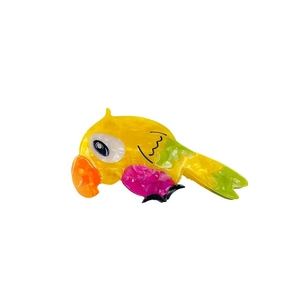 Pince à cheveux perroquet en acétate coloré avec motifs marbrés jaune orange et vert
