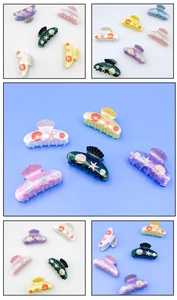 Detailed views of ocean-themed shell and starfish hair clips in multiple colors