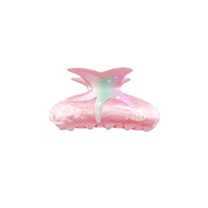 Pink starfish hair claw clip with acrylic fish print for beach style hair styling