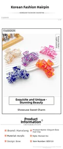 Detailed close-up of set of 5 marble texture acrylic butterfly hair claw clips