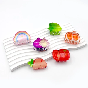 Lot de mini pinces à cheveux en acrylique aux motifs de fruits et arc-en-ciel colorés