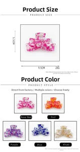 Detailed view of 9.5cm acrylic butterfly hair claw clip with colorful gradient patterns